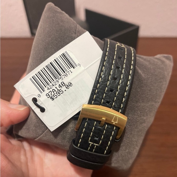 New BULOVA MEN'S MAQUINA AUTOMATIC BLACK LEATHER STRAP WATCH - Picture 8 of 9